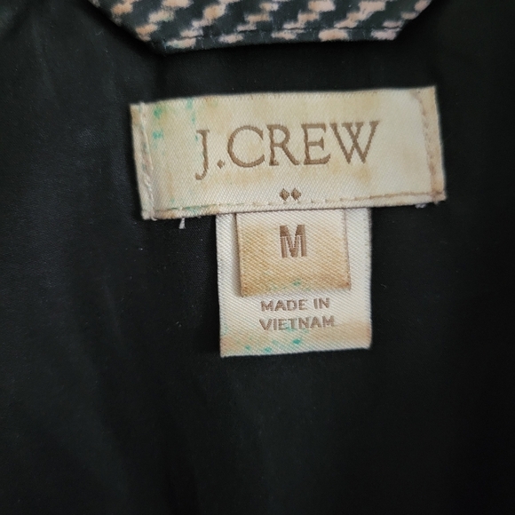 J. Crew Herringbone Quilted Vest Black and White Down Puffer Vest Size  Medium - Picture 2 of 5